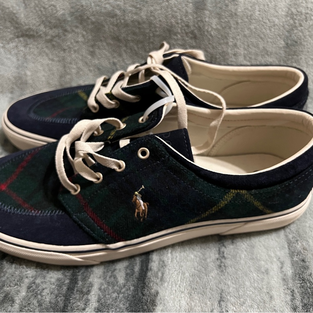 Polo by Ralph Lauren Men's Plaid Sneakers - Navy and Green